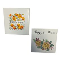 Vintage Ceramic Tile Trivet Set California Oranges Peggy’s Kitchen Flora... - $16.20