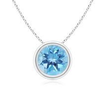 ANGARA 1.55 Ct Swiss Blue Topaz Round Shape Pendant Necklace in Sterling... - $246.05+