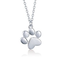 BISAER 925 Sterling Silver Collar Dog Footprints Pendants Necklaces for Women Do - £18.57 GBP