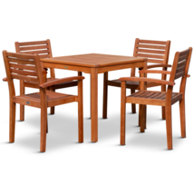 DTY Outdoor Living Leadville Eucalyptus Square Dining Set With 4 Stacking Chairs - £469.78 GBP+