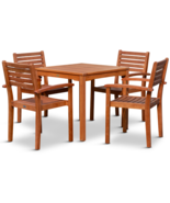 DTY Outdoor Living Leadville Eucalyptus Square Dining Set With 4 Stackin... - £489.07 GBP