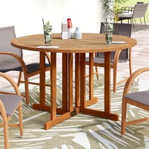 Teak Oiled Eucalyptus 48&quot; Outdoor Garden Folding Dining Table A+ BBB Rating - £426.32 GBP