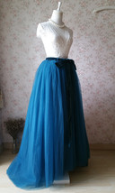 Blue Puffy Floor Length Tulle Skirt Women's Plus Size Long Fluffy Tulle Skirt image 3