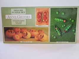 Anne Geddes Deluxe 3 Puzzle Set 100 550 700 Piece Watermelon Peas Pumpkins 1998 - £19.95 GBP