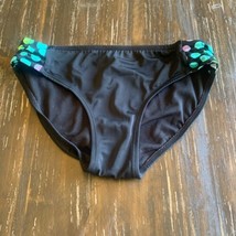 Girls Size 12 Justice Swim Bikini Bottoms Black Multicolored Dots EUC - £11.15 GBP