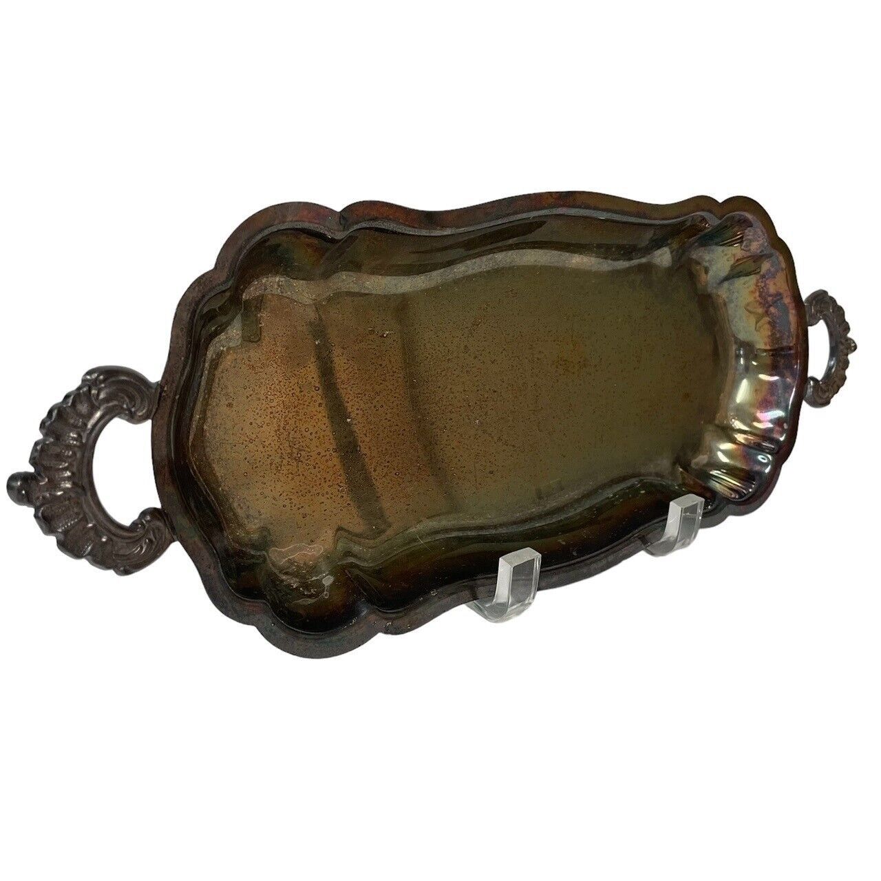 Silverplate Footed Serving Dish Tray EPCA Bristol Poole 57 Ornate Vintage - £15.92 GBP