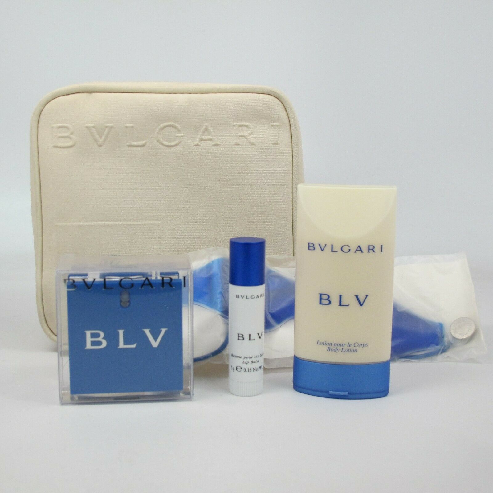 BLV by Bvlgari Set: 0.84 oz EDP Spray, Lip Balm, Eye Mask, Body 