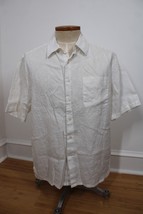 Alan Flusser L White Linen Short Sleeve Button-Front Shirt - £20.17 GBP