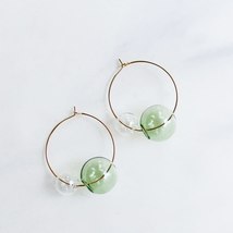 Original Hand Blown Glass Hoop Earrings For Women Fresh Transparent Bubb... - £6.16 GBP