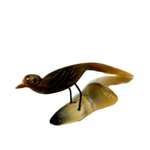 Rare Vintage Handmade Carved Shell Pheasant Long Tail Bird Figure 6 x 2.5 inch - £19.52 GBP