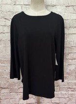 Chico&#39;s Size 2 Large Black Ponte Knit 3/4 Sleeve Top Pullover Basic $69.50 NEW - £34.52 GBP