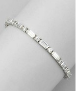 5.00 CT D/VVS1 Round and Baguette Diamond Tennis Bracelet 14k White Gold... - $148.84