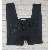 Zara Basic Jeans 4 Womens Solid Black Low Rise Motto Style Zipper Skinny Denim - £12.97 GBP