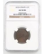1872-H Straits Settlements 1/2 Cent Coin Graded by NGC AU-50 BN  KM# 8 - $599.13 CAD