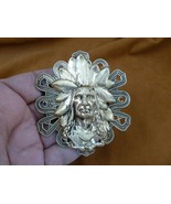 B-NATIVE-21-1) Native American Chieftain HEADDRESS scrolled brass Pin Pe... - €23,76 EUR
