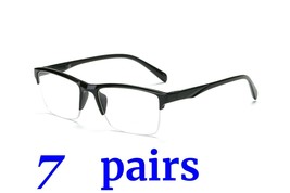 7 Pairs Fashion Square Half Frame Reading Glasses Spring Hinge Readers for Men - £11.75 GBP