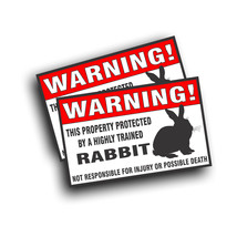 2X Warning Decal Sticker Trained Rabbit for Bunny Hare Cage Window Great... - £12.70 GBP