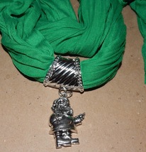 Holiday Charm Scarf Green Open Kind 66&quot; Long Be Jolly Different Charms 150Y - $4.49