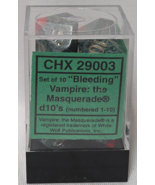 Rare Chessex Speckled Dice d10 &quot;Bleeding&quot; Vampire The Masquerade Set of ... - $2,732.62 MXN