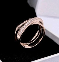2020 Autumn Release Rose Gold Crossover Pave Triple Band Ring  - £17.53 GBP