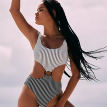 New Free People Solid &amp; Striped The Bailey One-Piece Swimsuit $188 MEDIUM Black - £70.41 GBP