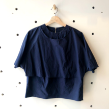 6 - The Row Navy BlueShort Sleeve Layered Cotton Shirt Top 0706AV - £111.65 GBP