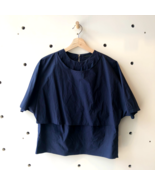 6 - The Row Navy BlueShort Sleeve Layered Cotton Shirt Top 0706AV - $140.00
