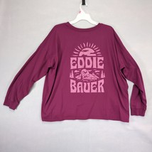 Eddie Bauer Women&#39;s 2XL Burgundy Long Sleeve T-Shirt, 2-Sided Graphics Gorpcore - £18.67 GBP