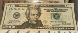 2017A  $20 Rare &amp; Low Serial PD 02003999 B. Trip 9s - $835.01 MXN