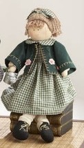 Primitive Doll 41384-Sitting Girl Green Plaid Dress  - $17.95