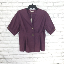 La Miel Hyped Unicorn Womens Jacket Large Purple Short Sleeve V Neck Lin... - $34.95