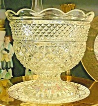 Vintage Anchor Hocking Crystal Wexford Glass Centerpiece Footed Bowl - $21.77