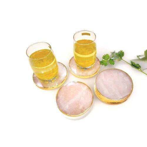 Rose Quartz Coaster – Polished Crystal for Home Decor, Table Accent &amp; Gifts - $15.83+