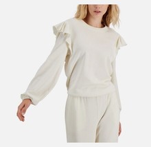 INC Women S Washed White Ruffled Shoulder Long Sleeve Sweater Top NWT AQ34 - £25.14 GBP