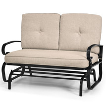 Glider Outdoor Patio Rocking Bench Loveseat Cushioned Seat Steel Frame Furniture - £265.40 GBP