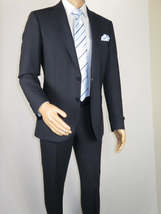 Men Suit BERLUSCONI Turkey Italian Wool 180's Single Breasted 623-03 Navy Plaid image 8