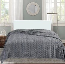 Evelyn Dark Gray Color Embossed Sherpa Blanket Softy And Warm King Size - £39.68 GBP