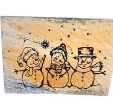 Vintage Great Impressions Christmas Snow Trio Snowman Winter Rubber Stam... - $12.99