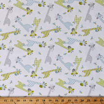 Flannel Giraffes Birds Baby Jungle Animals White Flannel Fabric by Yard D283.17 - £8.02 GBP