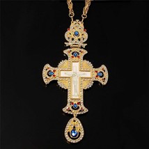 Christian Pectoral Religion Cross Necklace Ornate Crucifix Jesus Orthodo... - $39.41