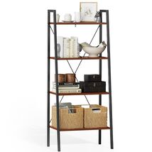 4-Tier Industrial Bookcase Bookshelf Leaning Wall Ladder Shelf Storage D... - $59.39