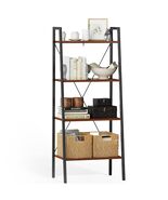 4-Tier Industrial Bookcase Bookshelf Leaning Wall Ladder Shelf Storage D... - $59.39