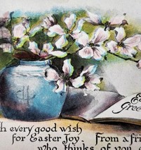 Easter Greetings 1910s Postcard Springtime Flower Vase Theme J.V.H. PCBG6E - £15.92 GBP