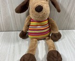 Animal Alley brown plush puppy dog rainbow primary color stripes knit kn... - $49.49