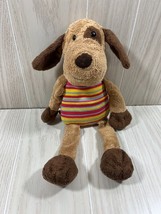 Animal Alley brown plush puppy dog rainbow primary color stripes knit knitted - $49.49