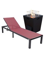 LeisureMod Modern Black Aluminum Outdoor Chaise Lounge Chair with Square... - $11,669.02 MXN