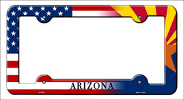 Arizona|American Flag Novelty Metal License Plate Frame LPF-442 - £14.81 GBP