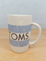 TOMS Shoes Coffee Mug Cup Stoneware Blue Stripe  Advertising - $9.99