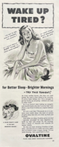 Ovaltine Plain And Chocolate Flavor Wake Up Rested Vintage Print Ad 1948 - $14.45