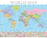 NEW World Map with Flags in Colour A2 Poster Picture Print 59cm x 42cm B... - $8.73